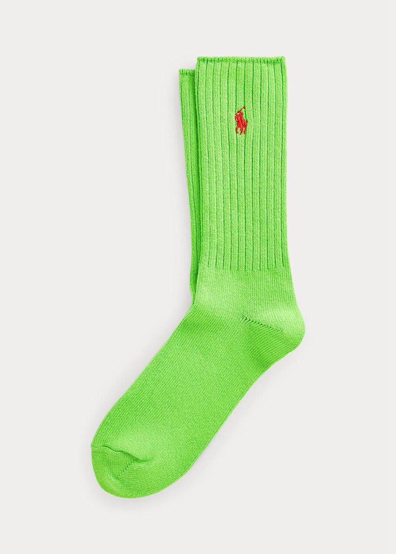 Calcetines Polo Ralph Lauren Hombre Cotton-Blend Crew Chile Verde BHQYU-7861